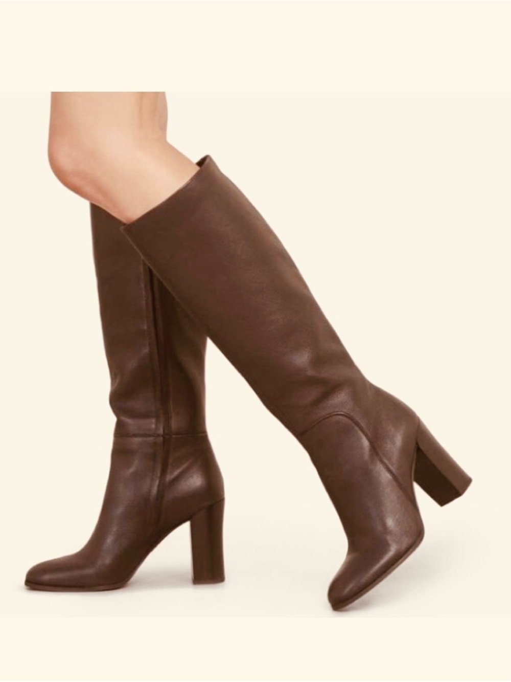 Kenneth Cole Tall Brown Leather Block Heel Knee Boots